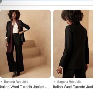 Banana Republic Italian Wool Tuxedo Jacket & High-Rise Wide-Leg Tuxedo Pant NWT